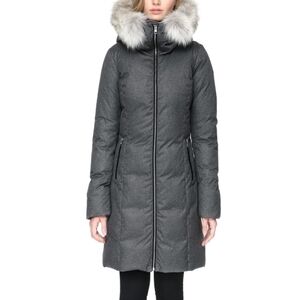 Soia & Kyo Charcoal Puffer Coat with Fur Hood